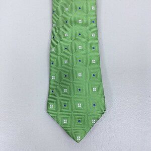 MICHAEL Michael Kors Mens Neck Tie Green Blue Geometric 100% Silk